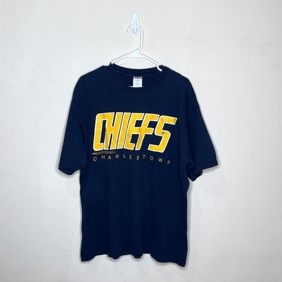 CHIEFS Charleston Slap Shot Film Vintage 90s/00 T Shirt Doublesided - Picture 2 of 7